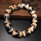 Tibetan Estate Old Cinnabar Tiger Tooth Dzi Bracelet Collectible Agedpatina A482