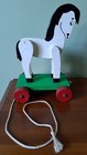 Vintage Handmade Wooden Horse Pull Toy Mcm 1950s Wood Original Folk Art Childs