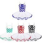 Kids Girls Dress Stripes Christmas Bowknot Tutu Skirts Adjustable Straps Party