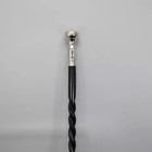 Elegant Walking Stick  Twisted Cane  Wood And Metal  Black And Silver Designer
