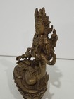 Old Tibet Bronze Gilt  Green Tara Mahayana Buddhism Enlightenment Goddess Statue