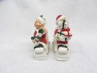 Vintage 1950s Lefton Christmas Santa   Mrs Clause Sleigh Salt   Pepper Shakers