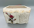 Vtg Lord   s Prayer And Rose With Gold Ceramic Wall Pocket Planter Japan 5x4 In