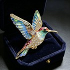 Luxury Rhinestone Hummingbird Brooch Bird Animal Pin Spring Summer Jewelry Gift