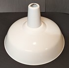 2 Vintage 18  White Porcelain Enamel Industrial Barn Pendant Light Shades 002