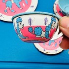 Vintage Ohio Art Tin Poodle Tea Set 5 Pieces Pink Blue Litho Toy Rusty Crusty