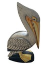 12    Pelican On Piling Hand Carved Wood Tropical Sculpture Bird Decor