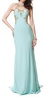 Sheer Embroidery Open Back Stretchy Long Evening Gown Prom Dress