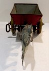 Vintage Tin Litho Horse Pulling Red Wagon Yellow Wheels Does Not Work Wind Up