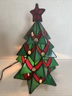 Vintage Tiffany Style Stained Glass Christmas Tree Table Lamp Night Light