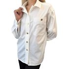 Chanel Vintage Cc Logo Shirt Top  40 Button Up White Gold Cotton
