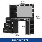 Black Makeup Vanity Desk With Mirror   3 Color Modes Adjustable Brightness Table