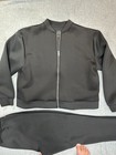 Mens Tracksuit Boohoo Man Black Zip Up Bomber Jacket   Sweatpants Set Xl