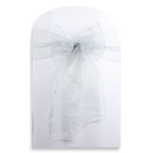 20 Pcs Organza Chair Cover Bow Sash 108 x8  - Silver - Wedding Party Banquet Ni