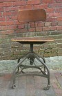 Vintage Antique Drafting Industrial Toledo Metal Steel Wood Stool Chair Oak