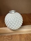 Antique Original White Milk Glass Raised Quilt Lightning Rod Ball Copper Caps