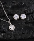 Luxury Silver Cubic Zirconia Necklace And Earring Set For Women Elegant- Jewelry