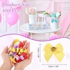 100pcs Mini Ribbon Bows  Ribbon Flowers Appliques With Rhinestones  Yellow