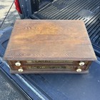 Antique Spool Cabinet Clark s O n t  Wood 2 Drawer Cabinet