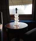 Vintage Mcm Stacked Pagoda Frosted Clear Lucite Acrylic Chrome Table Lamp