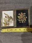 Vintage Double Small Gold Framed Pressed Dried Flowers
