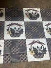 Cheater Quilt Top Print Fabric Nine Patch And Flower Applique Look 90   x 50   