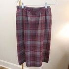 Vintage Ln Pendleton Sz 4 Skirt Kilt Gray Burgundy Plaid Wool Lined Pencil Midi