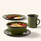 4pc Enamel Dinnerware Set Dark Green black - Woolrich