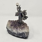 Vintage Pewter Wizard With Crystal Ball With Dragon Jewels Figurine 4 5 