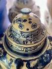 Large Vintage Chinese Blue And White Porcelain Vase temple Jar