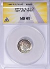 Error variety 1946-s s s Roosevelt Dime Ddr-005 Rpm-4 Anacs Ms65 Rose Toned   