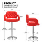 Red Set Of 4 Adjustable Swivel Bar Stool Modern Leather Counter Height Pub Chair