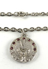 Elks Bpoe Necklace   16  Chain   3 4  Round   Amethyst Color Rhinestones   Nos