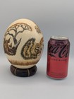 Hand-painted Ostrich Egg Of African Big Five Wildlife W decorative Stand 