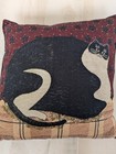 Tapestry Tuxedo Cat Black   White Throw Pillow W  Stars   Plaid Design 17  