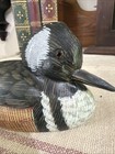 Vintage Miniature Hand Carved Duck Decoy Wood Folk Art Hooded Merganser Rustic