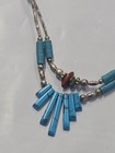 Vintage Silver Tone Turquoise Double Choker Necklace Native American Style 18 