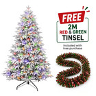 Pre-lit Flocked Cedar Artificial Christmas Tree With Led Lights   Ribbon Garland