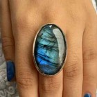Large Labradorite Gemstone Ring Handmade 925 Sterling Silver Ring All Size R177