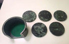 Vintage 5-piece Green Marble Coaster Set 