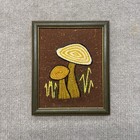 Vintage Mushroom Crewel Yarn Embroidery Framed 70s Hippie Boho Wall Art Handmade