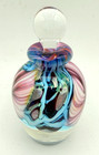 Vtg  95 David R  Boutin Signed Art Glass Perfume Bottle Pink Blue W  Stopper