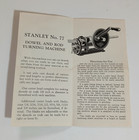 Instruction Pamphlet For Stanley Doweling Machine No  77