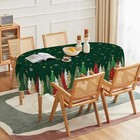 Christmas Tablecloth 60  84 Inch Oval  Christmas Trees Green Washable Table Co   