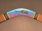 Australian Made Brigalow Timber Boomerang Hand Painted 16  Turtle Tortoise Blue