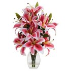 Rubrum Lily Arrangement With Decorative Vase
