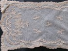 Antique Tambour Embroidered Net Lace French Pillow Cover Mat Ecru 7x17