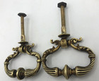 Heavy Antique Pair Of French Drawer Pulls 19th Century Brass Handle