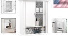 Over The Toilet Storage Cabinet White Wall Cabinet With 2 Doors Hooks
