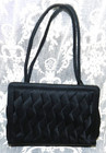 Vintage Walborg Black Satin Evening Bag Pleated Kisslock Frame Clutch Purse